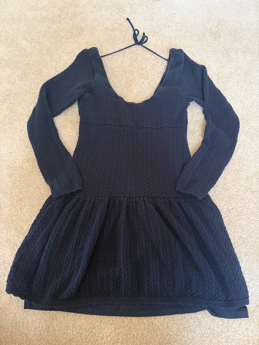 Hollister Long Sleeve Navy Knit Scoop Back Dress